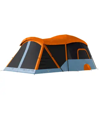 Tienda de Campaña Familiar Tipo Túnel para 4 Personas con 2 Habitaciones Puertas Tragaluces Impermeable Fácil Montaje