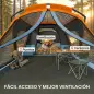 Tienda de Campaña Familiar Tipo Túnel para 4 Personas con 2 Habitaciones Puertas Tragaluces Impermeable Fácil Montaje