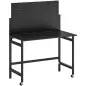 Banco de Trabajo con Tablero Perforado Mesa de Trabajo Plegable con Ruedas Marco de Acero Ganchos Negro