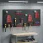 4 Paneles de Herramientas de Pared 38 Piezas cada panel 60x40 cm con Ganchos y Estantes Negro y Rojo