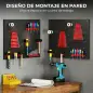 4 Paneles de Herramientas de Pared 38 Piezas cada panel 60x40 cm con Ganchos y Estantes Negro y Rojo