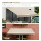 Toldo para Balcón 350x250 cm con Manivela de Metal Impermeable y Anti-UV para Jardín Terraza Ventanas Crema