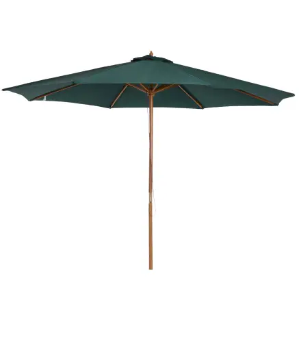 Sombrilla Ø300x250 cm Parasol con Poste de Madera con Sistema de Poleas para Jardín Patio Terraza Verde