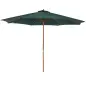 Sombrilla Ø300x250 cm Parasol con Poste de Madera con Sistema de Poleas para Jardín Patio Terraza Verde