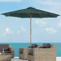 Sombrilla Ø300x250 cm Parasol con Poste de Madera con Sistema de Poleas para Jardín Patio Terraza Verde