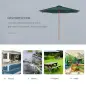Sombrilla Ø300x250 cm Parasol con Poste de Madera con Sistema de Poleas para Jardín Patio Terraza Verde