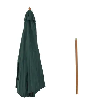 Sombrilla Ø300x250 cm Parasol con Poste de Madera con Sistema de Poleas para Jardín Patio Terraza Verde