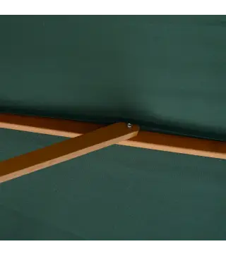 Sombrilla Ø300x250 cm Parasol con Poste de Madera con Sistema de Poleas para Jardín Patio Terraza Verde
