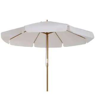 Sombrilla Terraza Exterior Ø325 cm Sombrilla de Jardín con Sistema de Polea Techo Ventilado 8 Varillas de Bambú y Poste de Mader