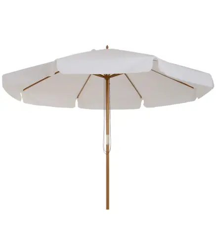 Sombrilla Terraza Exterior Ø325 cm Sombrilla de Jardín con Sistema de Polea Techo Ventilado 8 Varillas de Bambú y Poste de Mader