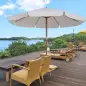 Sombrilla Terraza Exterior Ø325 cm Sombrilla de Jardín con Sistema de Polea Techo Ventilado 8 Varillas de Bambú y Poste de Mader