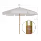 Sombrilla Terraza Exterior Ø325 cm Sombrilla de Jardín con Sistema de Polea Techo Ventilado 8 Varillas de Bambú y Poste de Mader