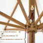 Sombrilla Terraza Exterior Ø325 cm Sombrilla de Jardín con Sistema de Polea Techo Ventilado 8 Varillas de Bambú y Poste de Mader