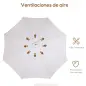 Sombrilla Terraza Exterior Ø325 cm Sombrilla de Jardín con Sistema de Polea Techo Ventilado 8 Varillas de Bambú y Poste de Mader