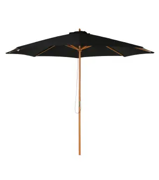 Sombrilla Terraza Exterior Ø300 cm Sombrilla de Jardín con Sistema de Polea Techo Ventilado y Poste Desmontable de Madera Paraso