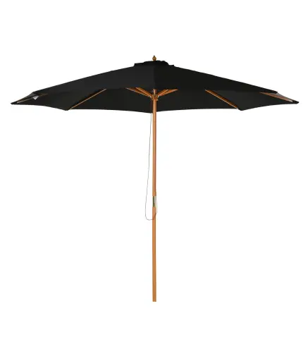 Sombrilla Terraza Exterior Ø300 cm Sombrilla de Jardín con Sistema de Polea Techo Ventilado y Poste Desmontable de Madera Paraso