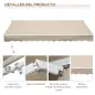 Toldo para Balcón 350x250 cm con Manivela de Metal Impermeable y Anti-UV para Jardín Terraza Ventanas Crema