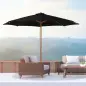 Sombrilla Terraza Exterior Ø300 cm Sombrilla de Jardín con Sistema de Polea Techo Ventilado y Poste Desmontable de Madera Paraso