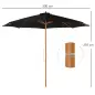 Sombrilla Terraza Exterior Ø300 cm Sombrilla de Jardín con Sistema de Polea Techo Ventilado y Poste Desmontable de Madera Paraso