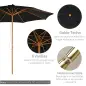 Sombrilla Terraza Exterior Ø300 cm Sombrilla de Jardín con Sistema de Polea Techo Ventilado y Poste Desmontable de Madera Paraso
