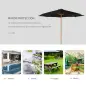 Sombrilla Terraza Exterior Ø300 cm Sombrilla de Jardín con Sistema de Polea Techo Ventilado y Poste Desmontable de Madera Paraso