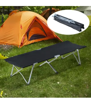 Cama de Acampada Plegable de Tela Oxford 600D con Marco Metálico Carga 136 kg para Playa Senderismo 193x64x40 cm Negro