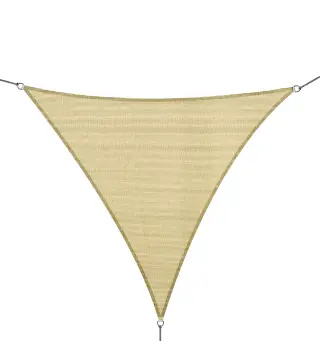 Toldo Vela Triangular 3x3x3 m Vela de Sombra para Jardín Patio Terraza HDPE Anti UV y Transpirable Color Arena