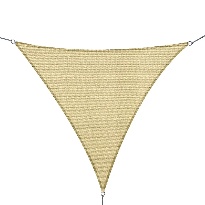 Toldo Vela Triangular 3x3x3 m Vela de Sombra para Jardín Patio Terraza HDPE Anti UV y Transpirable Color Arena