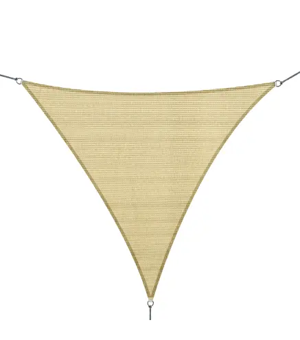 Toldo Vela Triangular 3x3x3 m Vela de Sombra para Jardín Patio Terraza HDPE Anti UV y Transpirable Color Arena