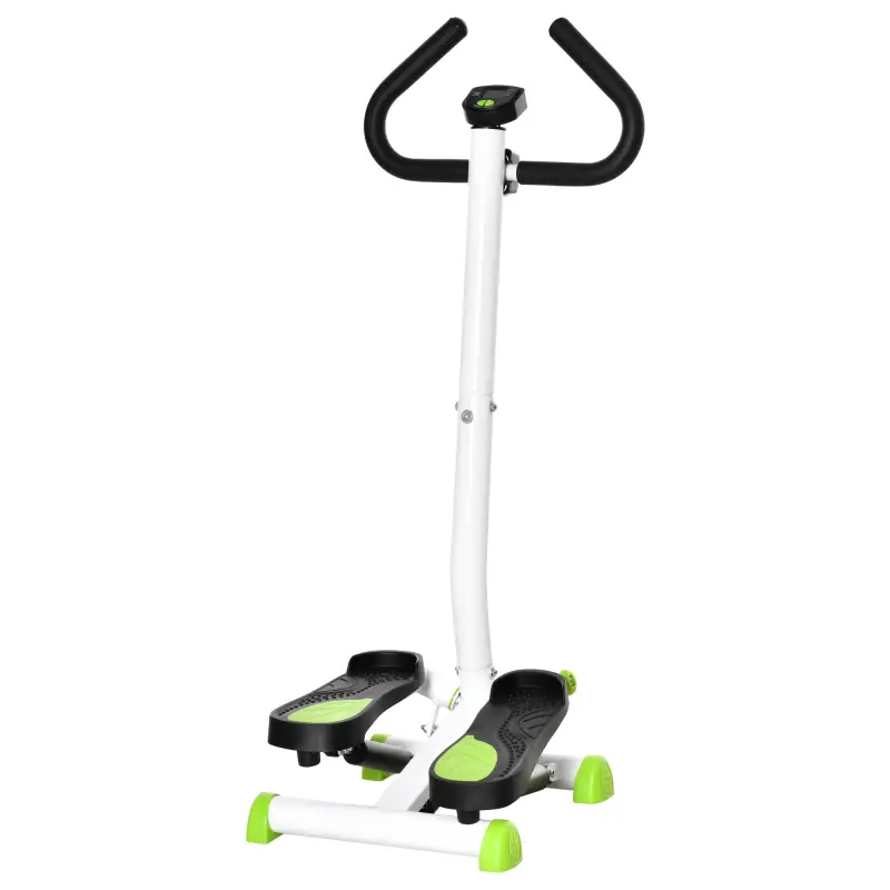 Máquina de Steps Mini Stepper para Fitness en Casa con Pantalla LCD y Pedales Antideslizantes 55x44x108cm Blanco y Verde