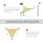 Toldo Vela Triangular 3x3x3 m Vela de Sombra para Jardín Patio Terraza HDPE Anti UV y Transpirable Color Arena