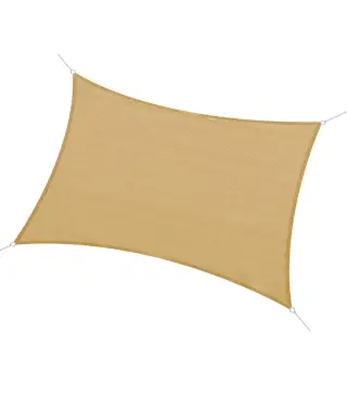Toldo Vela Rectangular 4x3 m Vela de Sombra para Jardín Patio Terraza HDPE Anti UV y Transpirable Color Arena