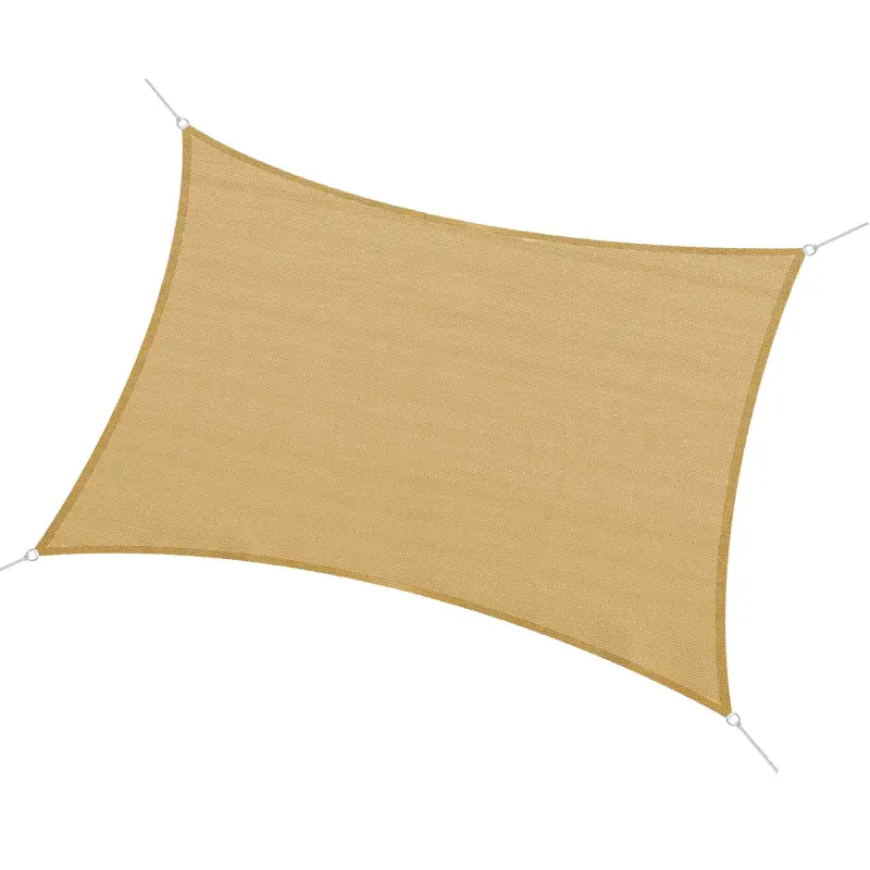 Toldo Vela Rectangular 4x3 m Vela de Sombra para Jardín Patio Terraza HDPE Anti UV y Transpirable Color Arena
