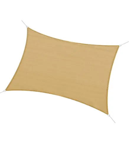 Toldo Vela Rectangular 4x3 m Vela de Sombra para Jardín Patio Terraza HDPE Anti UV y Transpirable Color Arena