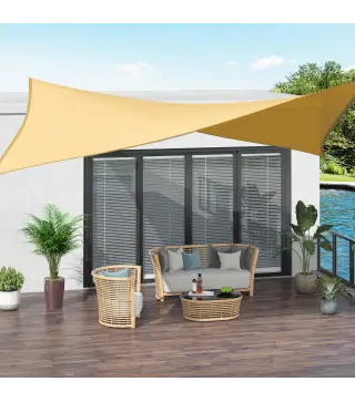 Toldo Vela Rectangular 4x3 m Vela de Sombra para Jardín Patio Terraza HDPE Anti UV y Transpirable Color Arena