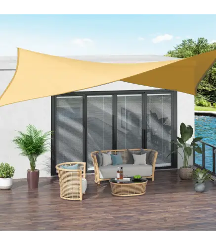 Toldo Vela Rectangular 4x3 m Vela de Sombra para Jardín Patio Terraza HDPE Anti UV y Transpirable Color Arena
