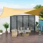 Toldo Vela Rectangular 4x3 m Vela de Sombra para Jardín Patio Terraza HDPE Anti UV y Transpirable Color Arena