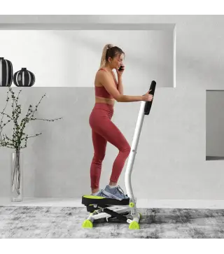 Máquina de Steps Mini Stepper para Fitness en Casa con Pantalla LCD y Pedales Antideslizantes 55x44x108cm Blanco y Verde