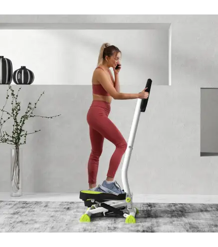 Máquina de Steps Mini Stepper para Fitness en Casa con Pantalla LCD y Pedales Antideslizantes 55x44x108cm Blanco y Verde