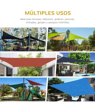 Toldo Vela Rectangular 4x3 m Vela de Sombra para Jardín Patio Terraza HDPE Anti UV y Transpirable Color Arena