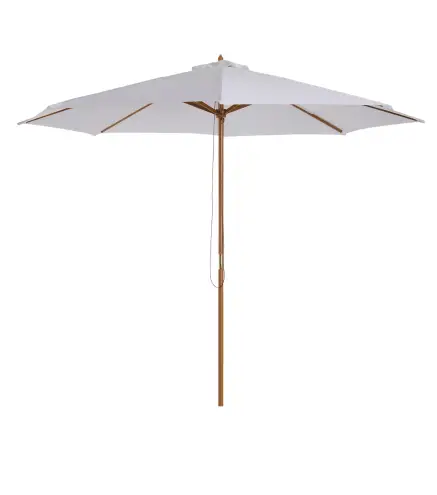 Sombrilla Terraza Exterior Ø300 cm con Techo Ventilado y Poste Desmontable de Madera para Terraza Patio Blanco