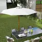 Sombrilla Terraza Exterior Ø300 cm con Techo Ventilado y Poste Desmontable de Madera para Terraza Patio Blanco