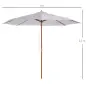 Sombrilla Terraza Exterior Ø300 cm con Techo Ventilado y Poste Desmontable de Madera para Terraza Patio Blanco