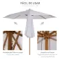 Sombrilla Terraza Exterior Ø300 cm con Techo Ventilado y Poste Desmontable de Madera para Terraza Patio Blanco