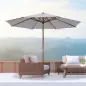 Sombrilla Terraza Exterior Ø300 cm con Techo Ventilado y Poste Desmontable de Madera para Terraza Patio Blanco