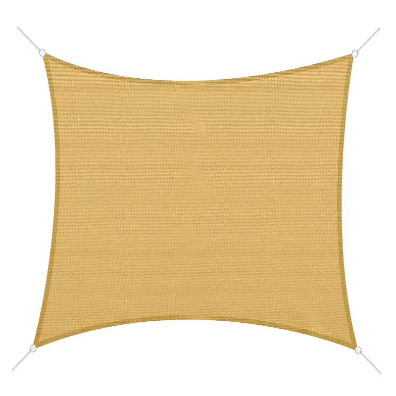 Toldo Vela Cuadrado 3x3 m Vela de Sombra para Jardín Patio Terraza HDPE Anti UV y Transpirable Color Arena