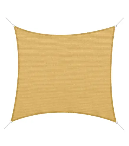 Toldo Vela Cuadrado 3x3 m Vela de Sombra para Jardín Patio Terraza HDPE Anti UV y Transpirable Color Arena