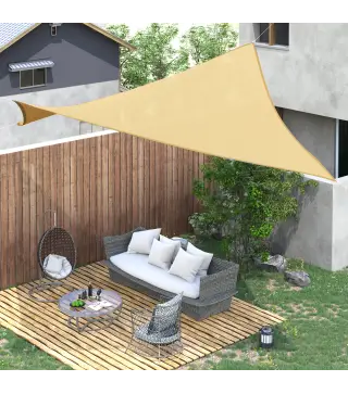 Toldo Vela Cuadrado 3x3 m Vela de Sombra para Jardín Patio Terraza HDPE Anti UV y Transpirable Color Arena
