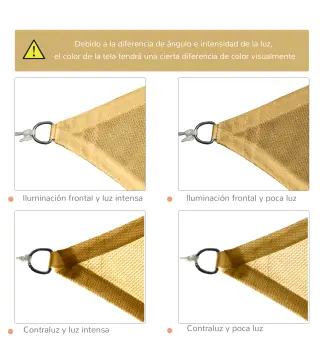 Toldo Vela Cuadrado 3x3 m Vela de Sombra para Jardín Patio Terraza HDPE Anti UV y Transpirable Color Arena
