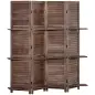 Biombo Plegable de 4 Paneles de Madera 162x170 cm Biombo Separador de Ambientes con 3 Estantes Nogal
